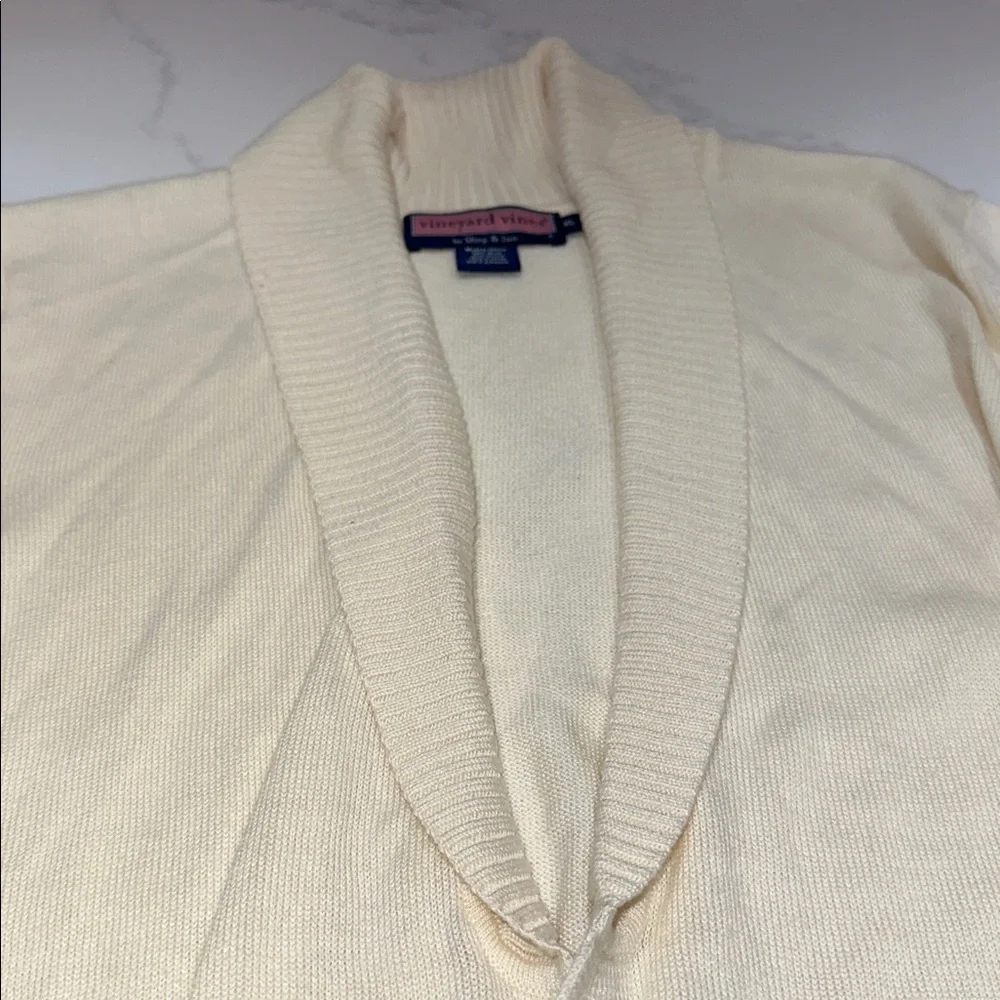 VINEYARD VINES~SIZE XL~SHAWL COLLARED LONG SWEATER WITH BELT~IVORY CHILLY DAY~ - Picture 4 of 16